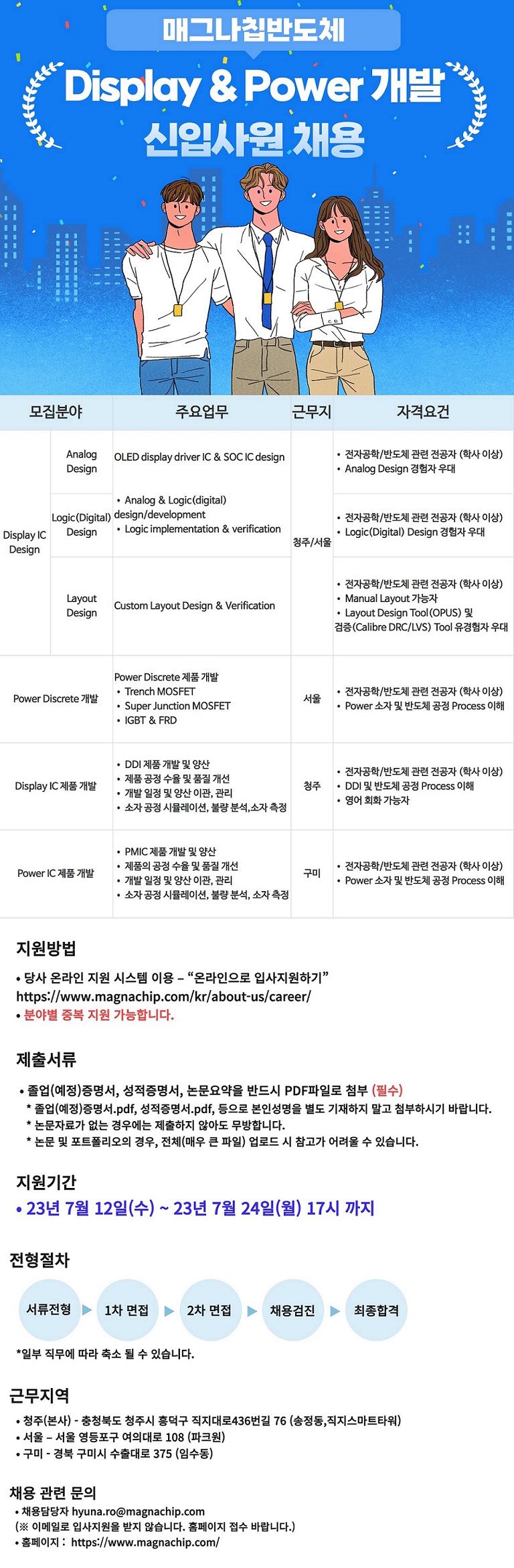 [매그나칩반도체] Display&Power 개발 신입사원 채용